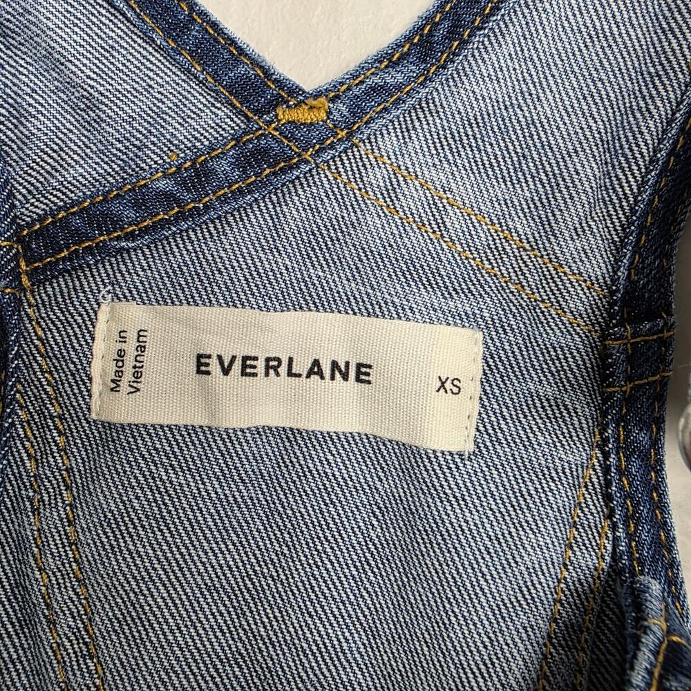 Everlane The Curve Denim Overall Barrel Leg Medium Blue Jumpsuit XS - Picture 8 of 12